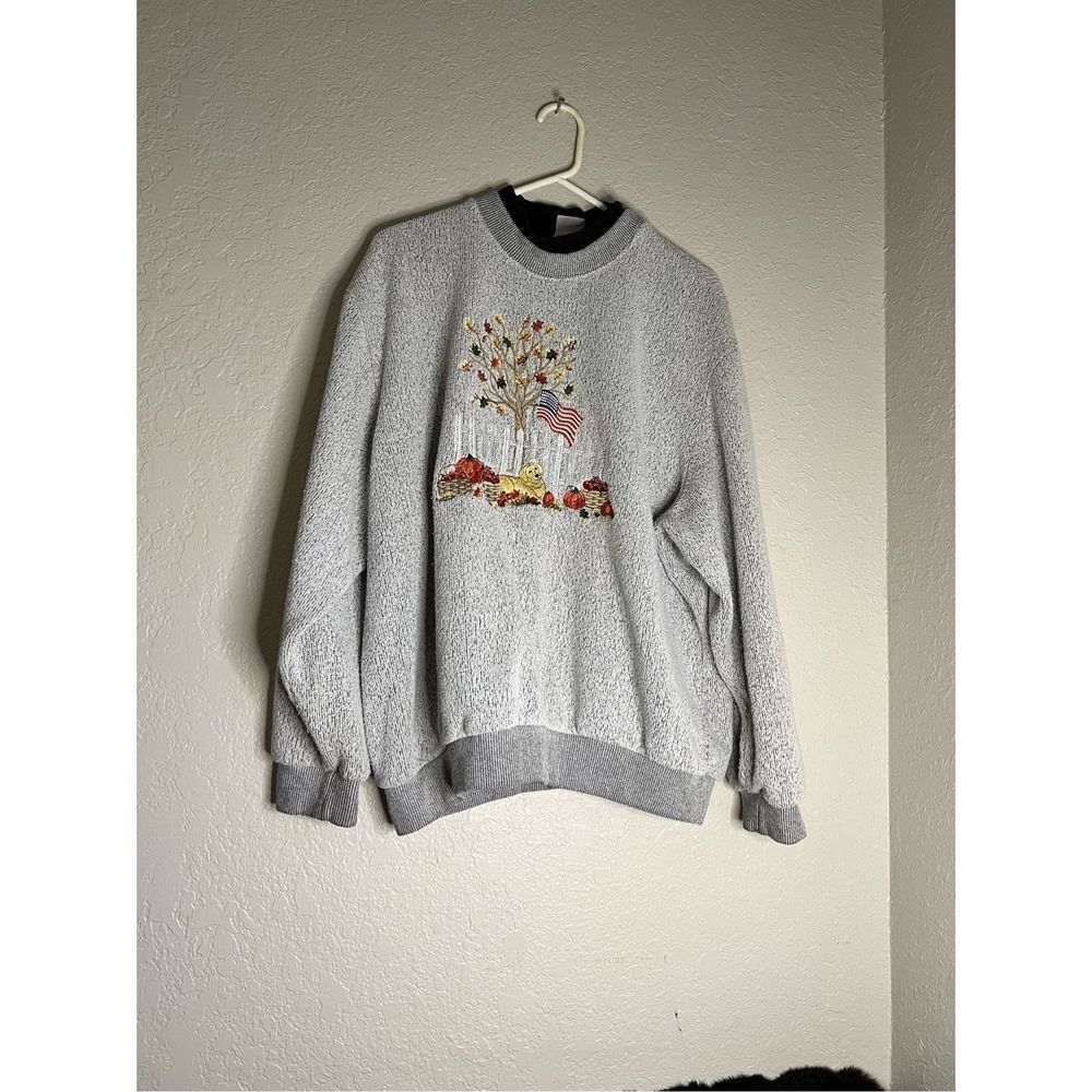 Women's Size L Dog Made In USA Bon Worth Gray Fall Sweatshirt - Picture 1 of 3